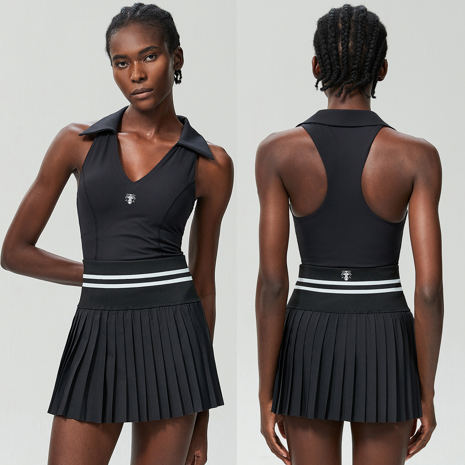 Conjunto Deportivo Classic Line (Top + Falda Short con Detalle de Línea)