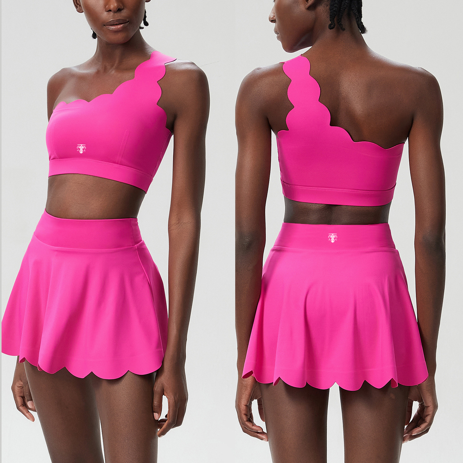 Conjunto Deportivo One Shoulder Active (Top Asimétrico + Falda Short) - Imagen de 3