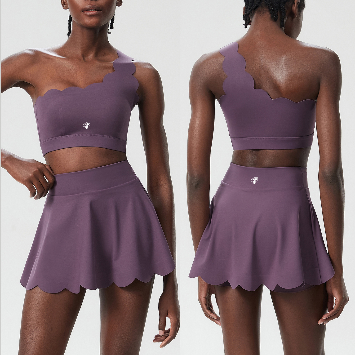 Conjunto Deportivo One Shoulder Active (Top Asimétrico + Falda Short) - Imagen de 4