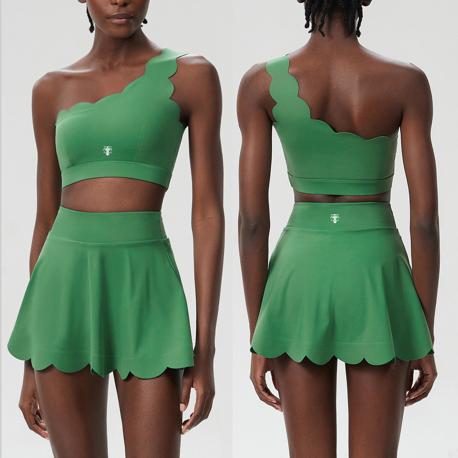Conjunto Deportivo One Shoulder Active (Top Asimétrico + Falda Short) - Imagen de 5