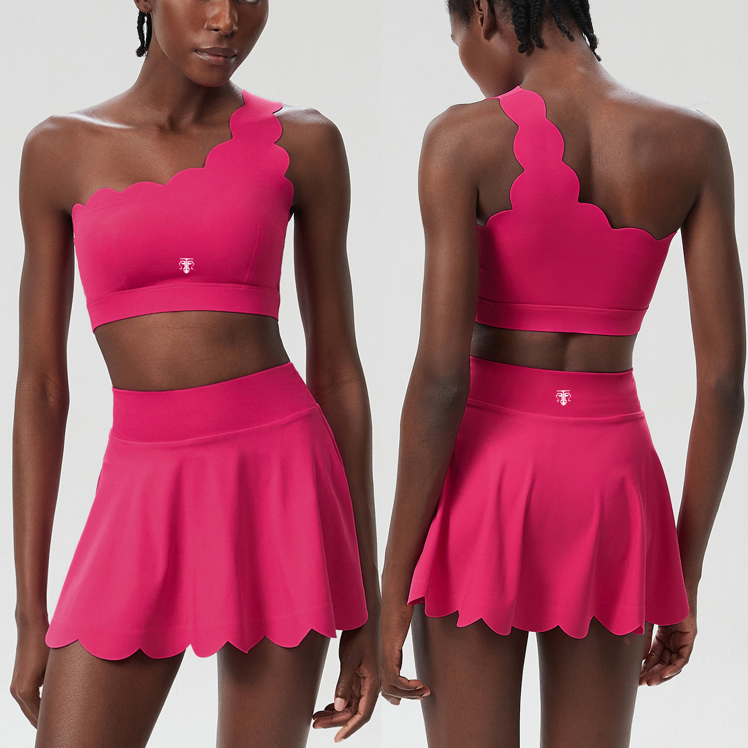 Conjunto Deportivo One Shoulder Active (Top Asimétrico + Falda Short) - Imagen de 7