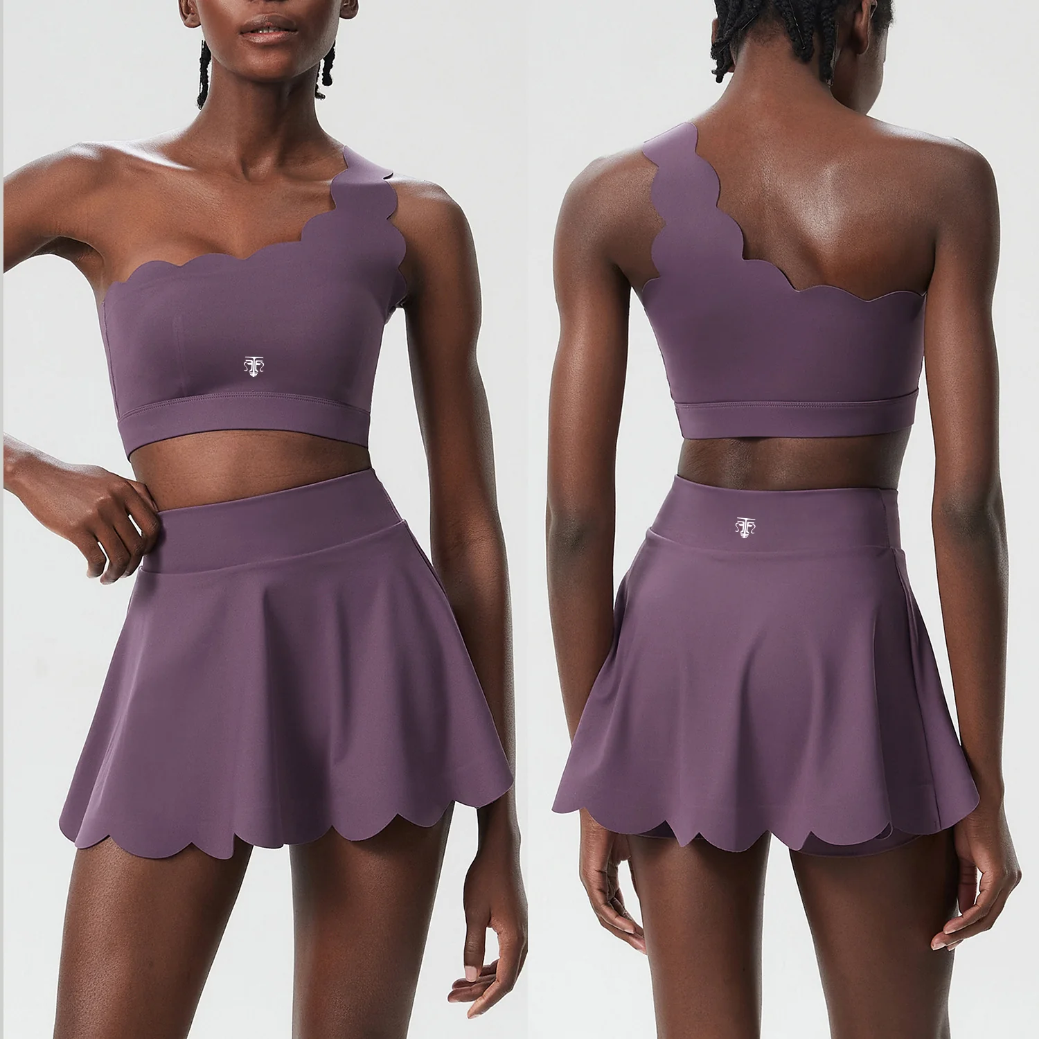 Conjunto Deportivo One Shoulder Active (Top Asimétrico + Falda Short) - Imagen de 4