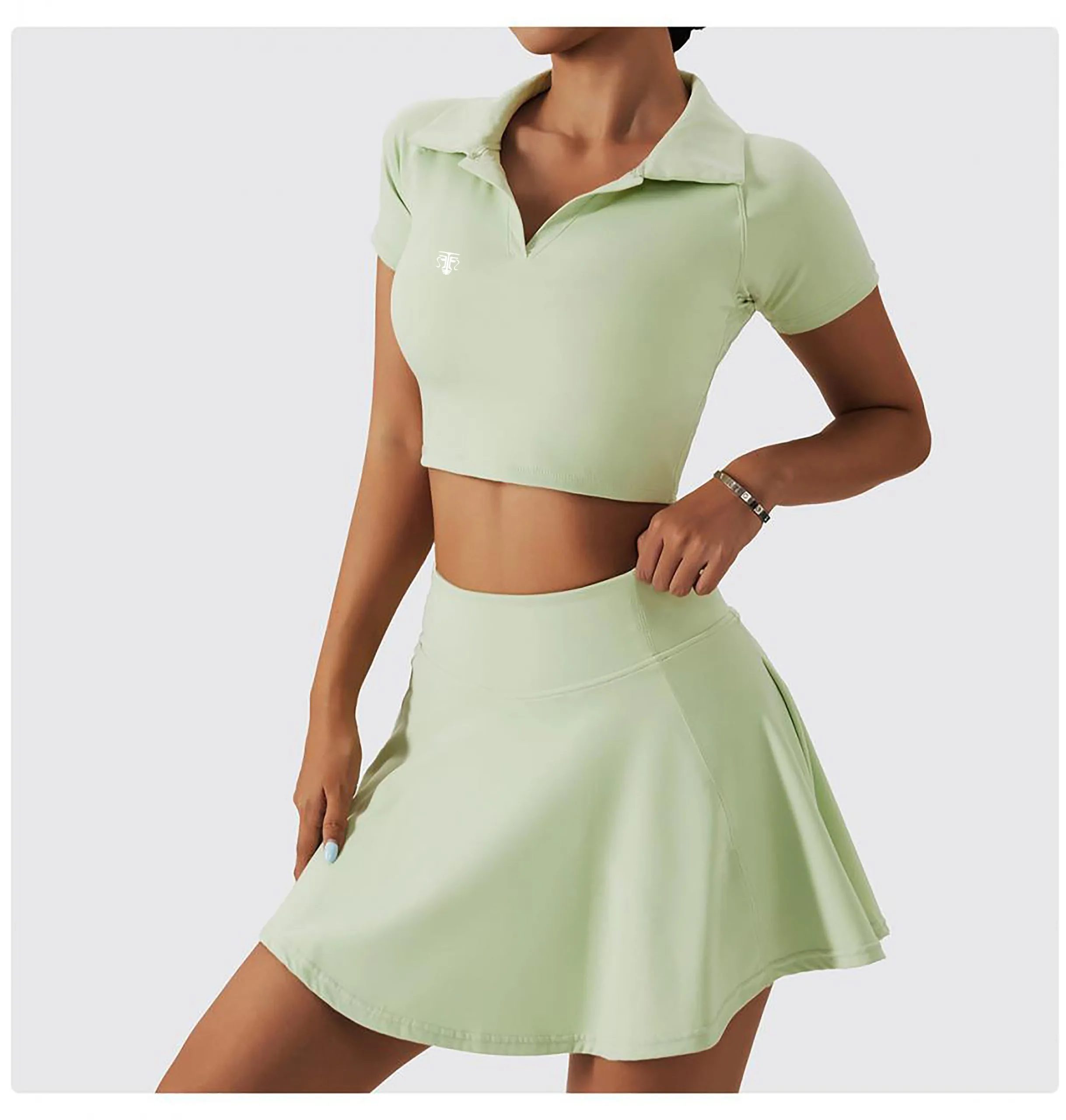 Conjunto Deportivo Active Polo Fit (Top + Falda Short) para pádel, tenis, golf y gym. - Imagen de 9